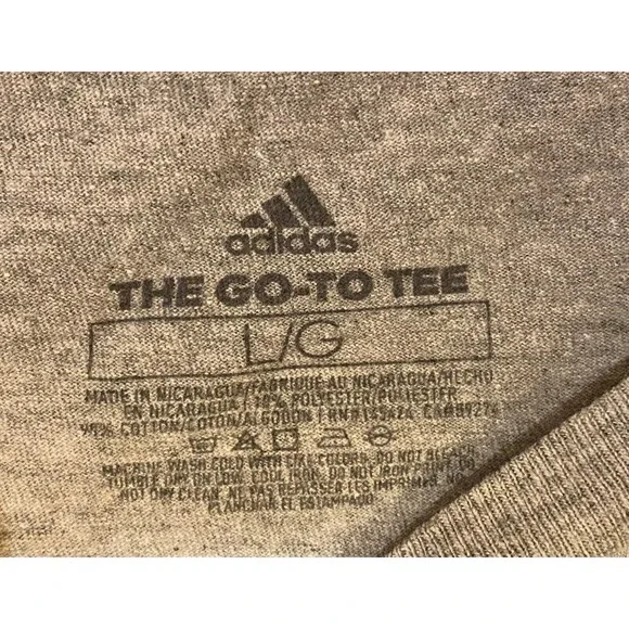 Adidas Big Center Logo Amplifier 3 Lines T-shirt L Large Grey Gray Black - Picture 3 of 10